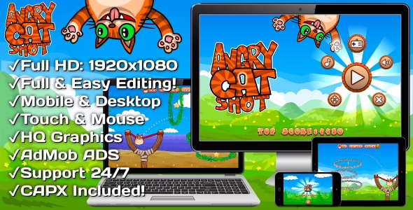 Angry Cat Shot - HTML5 Game